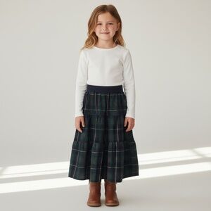 Skirt Flannel Girls 5/6 Maxi Plaid Multicolor Ruffle Tier Mom and‎ Pop's Kids